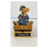 Ceramic bear on school box trinket box 3.5' T
