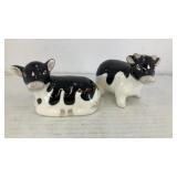 Porcelain bedded down cows salt & pepper shakers