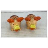 Porcelain orange pigs salt & pepper shakers