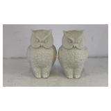 Porcelain white owl salt & pepper shakers