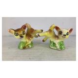 Porcelain frolicking fawns salt & pepper shakers