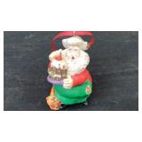 Ceramic Santa w/ chocolate cake Christmas ornament