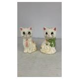 Porcelain white kittens salt & pepper shakers