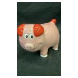 Ceramic goofy smile pink pig piggy bank