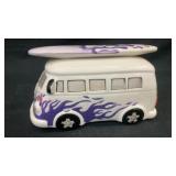 Ceramic No Worries van w/ surfboard coin bank
