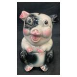 Ceramic black and white pig piggy bank