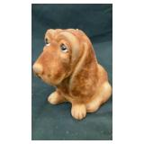 Ceramic flocked hound dog coin bank