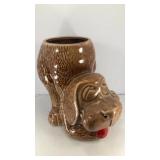 Brown puppy porcelain vase or planter 8' x 8' x 6'
