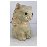 Cast iron white cat bank 5' T