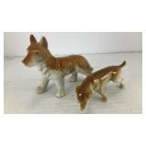 (2) Small ceramic brown dogs 4' x 3' x 1.5'