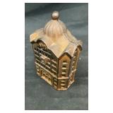 Cast iron domed bank building coin bank