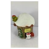 Ceramic Christmas stump house bank 4.5' tall