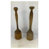 (2) primitive wooden potatoe mashers/tampers 11'