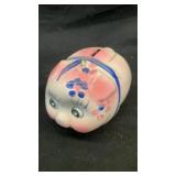 Ceramic piggy bank w/ floral motif 5' x 3.5' x 3'