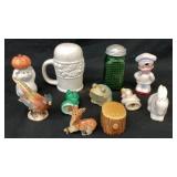 Flat of (11) non-matching salt & pepper shakers