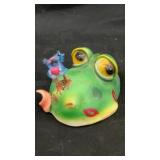 Alligator head w/ lovebirds resin coin bank