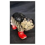 Ceramic cat w/ red sneakers coin bank