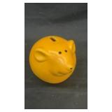 Ceramic fat yellow mouse coin bank