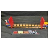 (2) Trains-wooden bookends 24' & Plastic wall 15'L