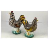 (2) Creamic chicken & rooster