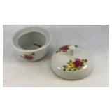 Porcelian apple shape w/ flowers trinket box 3' T