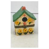 Ceramic birdhouse trinket box 2.5'