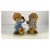 (2) Ceramic Boy & Girl with squirrels