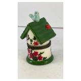 Porcelian birdhouse w/ bird on top trinket box 3'T