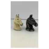 Metal horse heads salt and pepper shakers