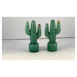 Cacti w/ blossoms ceramic salt and pepper shakers