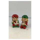 Santa's elves ceramic salt and pepper shakers