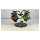 Hanging owls metal/glass salt and pepper shakers