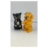 Cat and dog plastic salt and pepper shakers