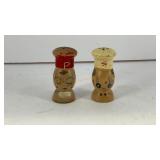 Mini wooden chef heads salt and pepper shakers
