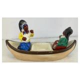 Native Americans in canoe salt & pepper shakers