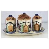 Porcelain Japanese cottage salt & pepper shakers