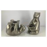 (2) Stainless steel bear candle holders