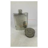 Small pewter flask and collapsible shot glass