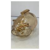 Glass piggy bank 4' W