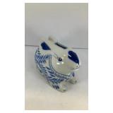 White and blue bunny bank 5.5' T