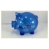Clear plastic piggy bank 6' W