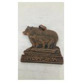 Pewter Alaska Grizzly Bear medallion key chain