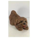 Ceramic brown Lhasa Apso dog sculpture