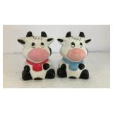 Porcelain sitting cow salt & pepper shakers