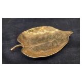 Cast iron trinket tray in leaf pattern 5.5' x 3.5'