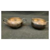 Silver-plated sugar and cream bowls 4' x 1.5'
