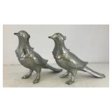 Pewter pheasants salt & pepper shakers