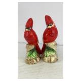 Porcelain cardinals salt & pepper shakers