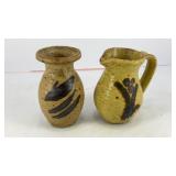 Set of (2) miniature stoneware vessels 3' x 2'