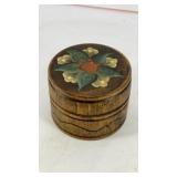 Wooden trinket box w/ floral design 2.5' x 2'